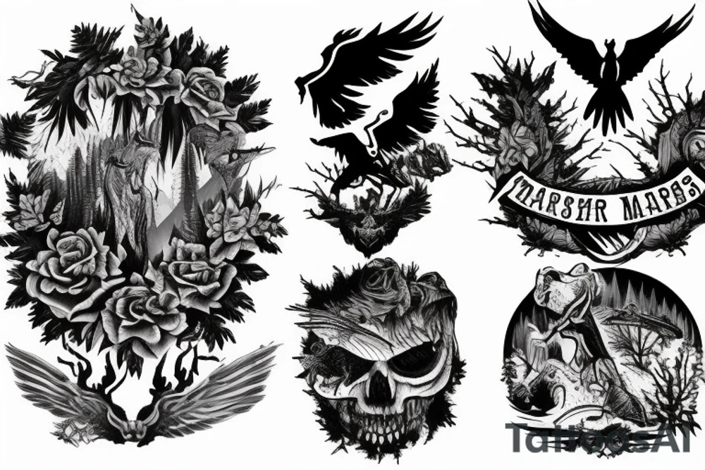 forest, woods, death, raptors, river, mountains, hiking, marine corps, usmc, storm, beauty tattoo idea