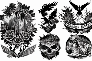 forest, woods, death, raptors, river, mountains, hiking, marine corps, usmc, storm, beauty tattoo idea