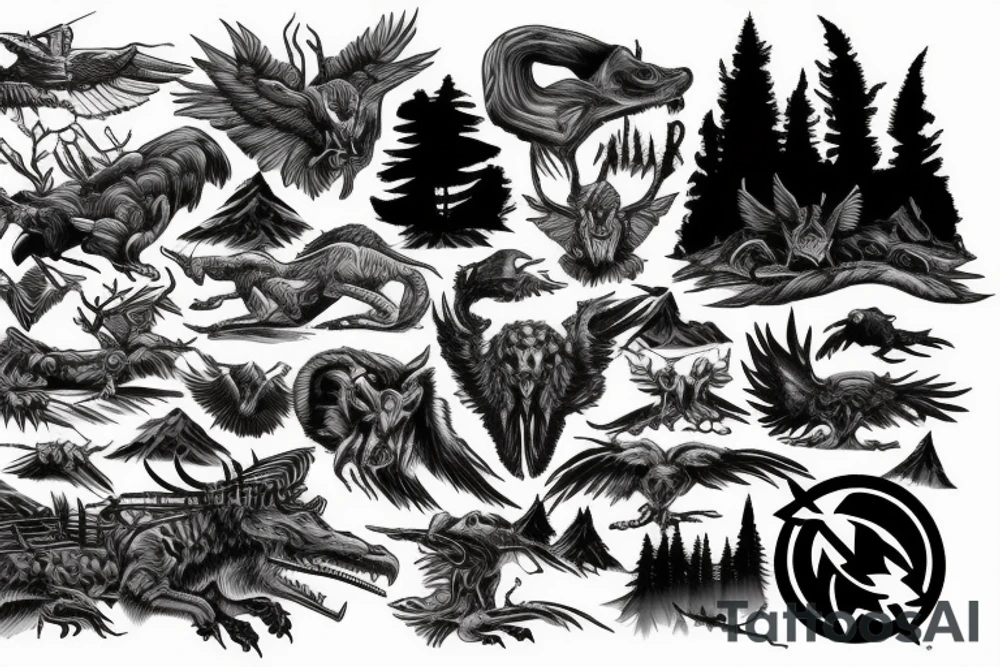 forest, woods, death, raptors, river, mountains, hiking, marine corps, usmc, storm, beauty tattoo idea