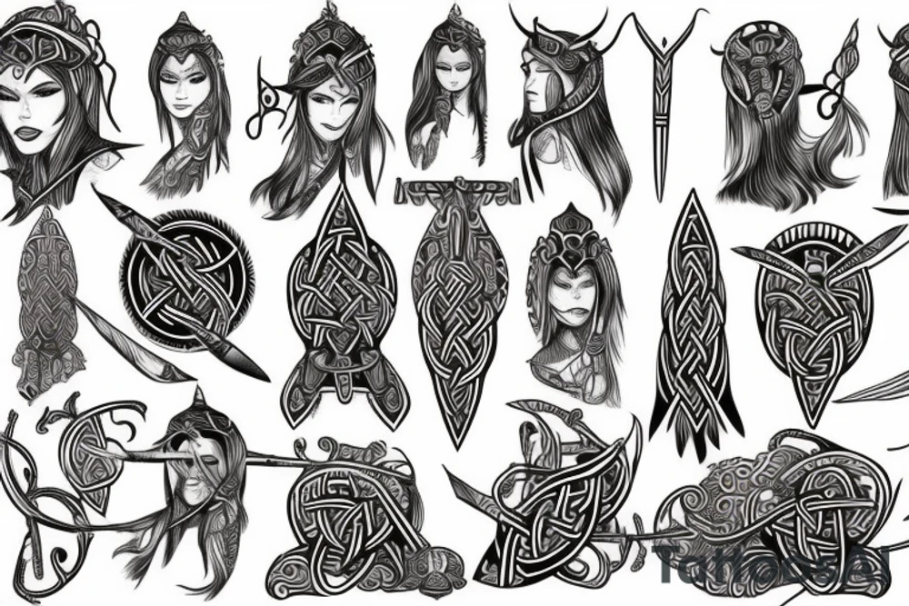 Female viking fantasy tattoo idea