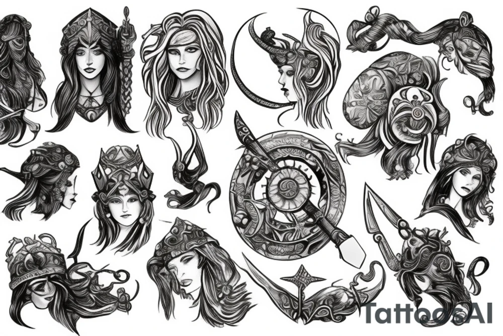 Female viking fantasy tattoo idea
