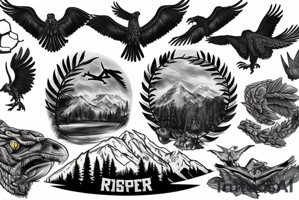 forest, raptors, river, mountains, hiking, marine corps, usmc, beauty tattoo idea