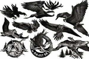 forest, raptors, river, mountains, hiking, marine corps, usmc, beauty tattoo idea