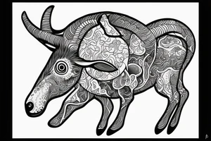 Psychedelic goat made out of water tattoo idea