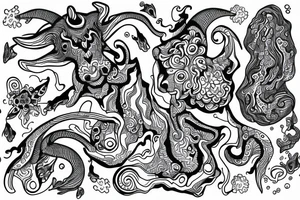 Psychedelic goat made out of water tattoo idea