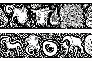 Trippy goat and a wave of water tattoo idea