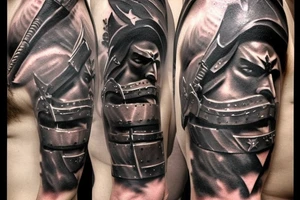 Spartan soldier killing persians, war, 3D tattoo idea