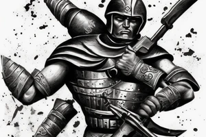 Spartan soldier killing persians, war, 3D tattoo idea