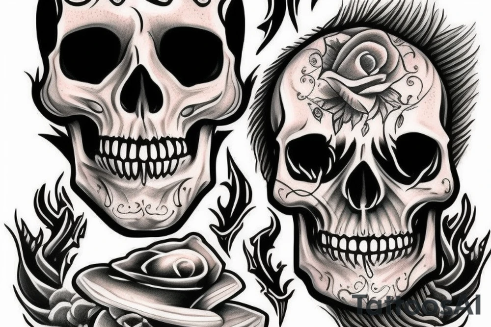 Fire skull tattoo idea