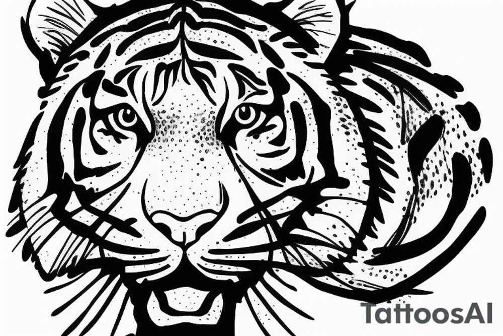 Calm tiger face tattoo idea