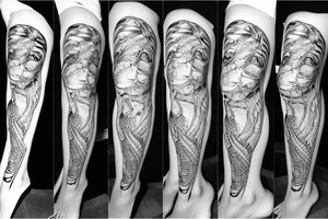 Tiger snake wrapped around leg swallowing own tail tattoo idea