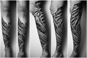 Tiger snake wrapped around leg swallowing own tail tattoo idea