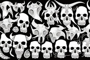 Skull of a 4 horned animal with tusks like a warthog tattoo idea