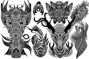 hybrid animal that blends into a more intricate yet gentle tribal design tattoo idea