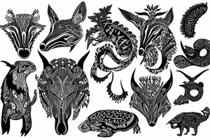 hybrid animal that blends into a more intricate yet gentle tribal design tattoo idea