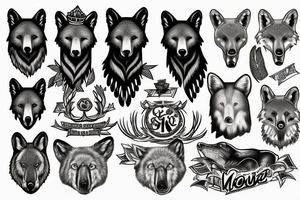 Totem pole, moose, black bear, hawk, king fisher, wolf, red fox tattoo idea