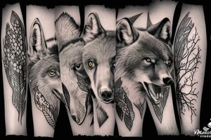 moose, black bear, hawk, king fisher, wolf, red fox tattoo idea