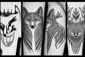 moose, black bear, hawk, king fisher, wolf, red fox tattoo idea