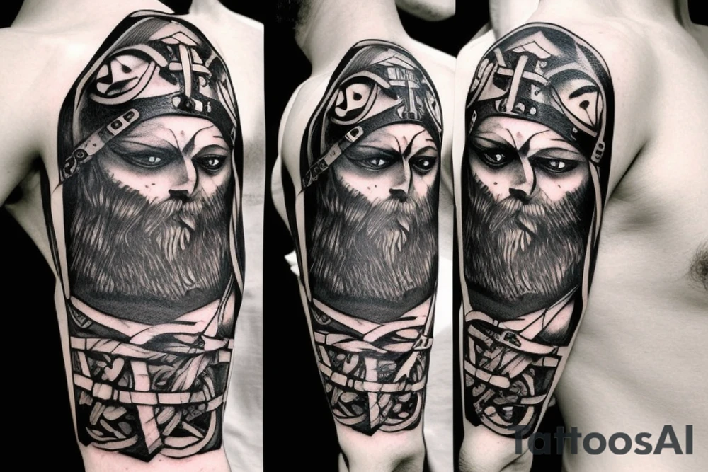 Shoulder Viking tattoo of Odin with missing eye tattoo idea