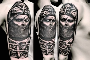 Shoulder Viking tattoo of Odin with missing eye tattoo idea