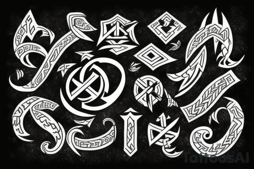 Battle imagery nordic rune inspired tattoo idea