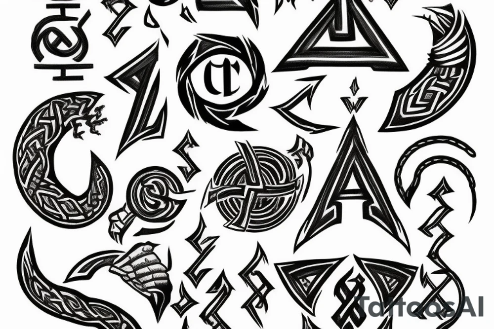 Battle imagery nordic rune inspired tattoo idea