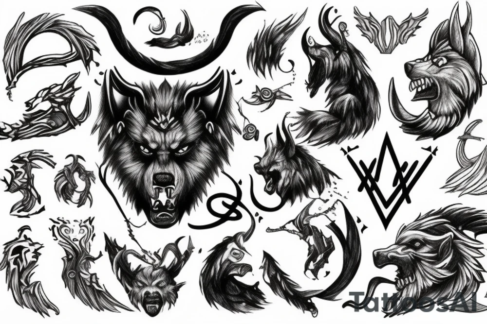 fenrir imagery nordic rune inspired tattoo idea