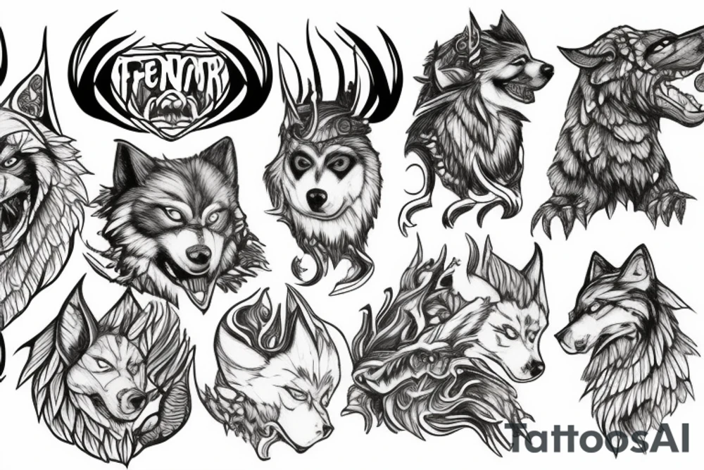 fenrir nordic style tattoo idea