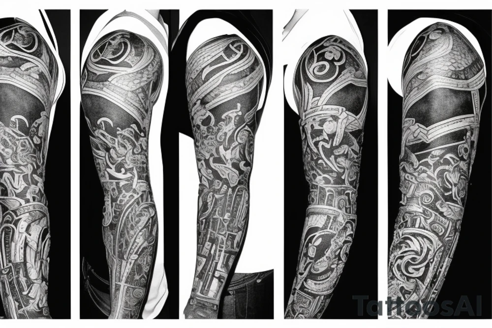 Arm sleeve with a Griffen and a spartan warrior tattoo idea Arm sleeve with a Griffen and a spartan warrior tattoo idea
