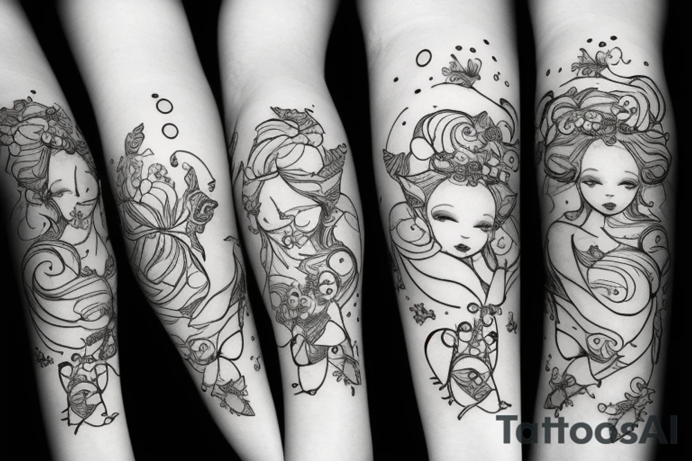 Sad fairy in a snowball tattoo idea