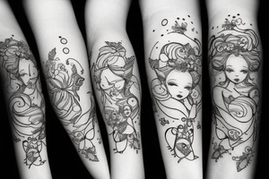 Sad fairy in a snowball tattoo idea