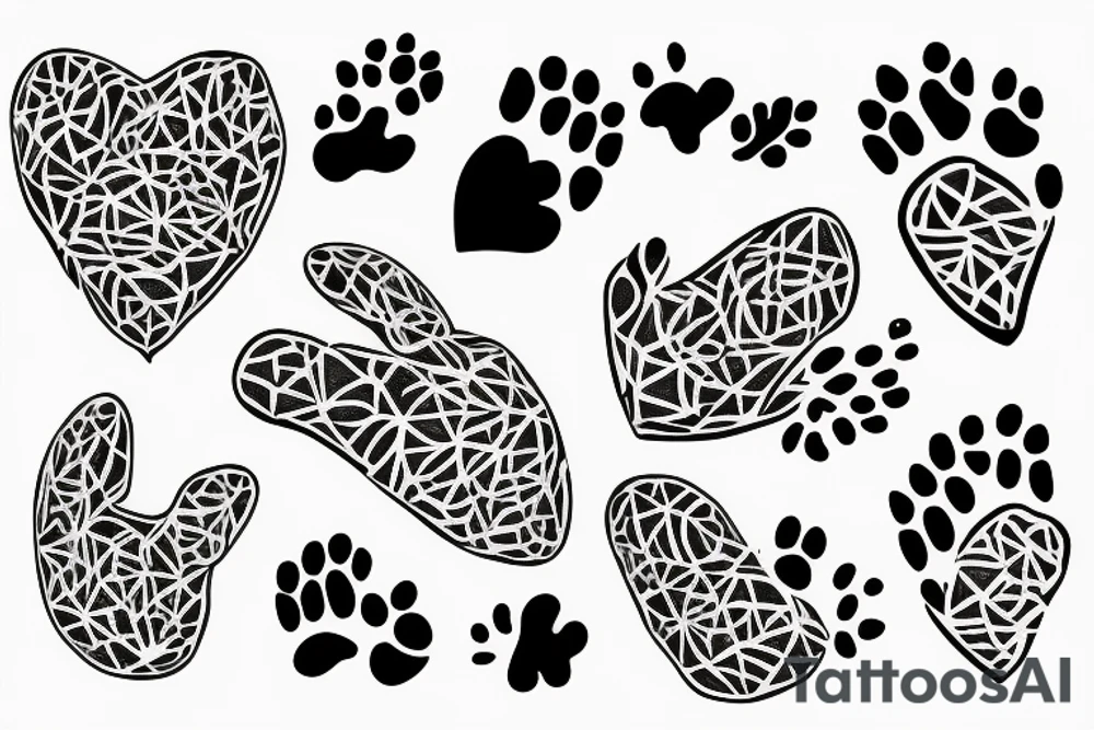 Cat paw with a heart tattoo idea