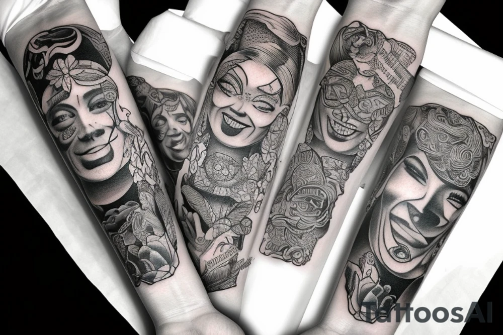 Arm sleeve smile now cry later praying hands serenity prayer 1956 Lincoln Whittier blvd tattoo idea