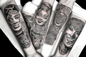 Arm sleeve smile now cry later praying hands serenity prayer 1956 Lincoln Whittier blvd tattoo idea