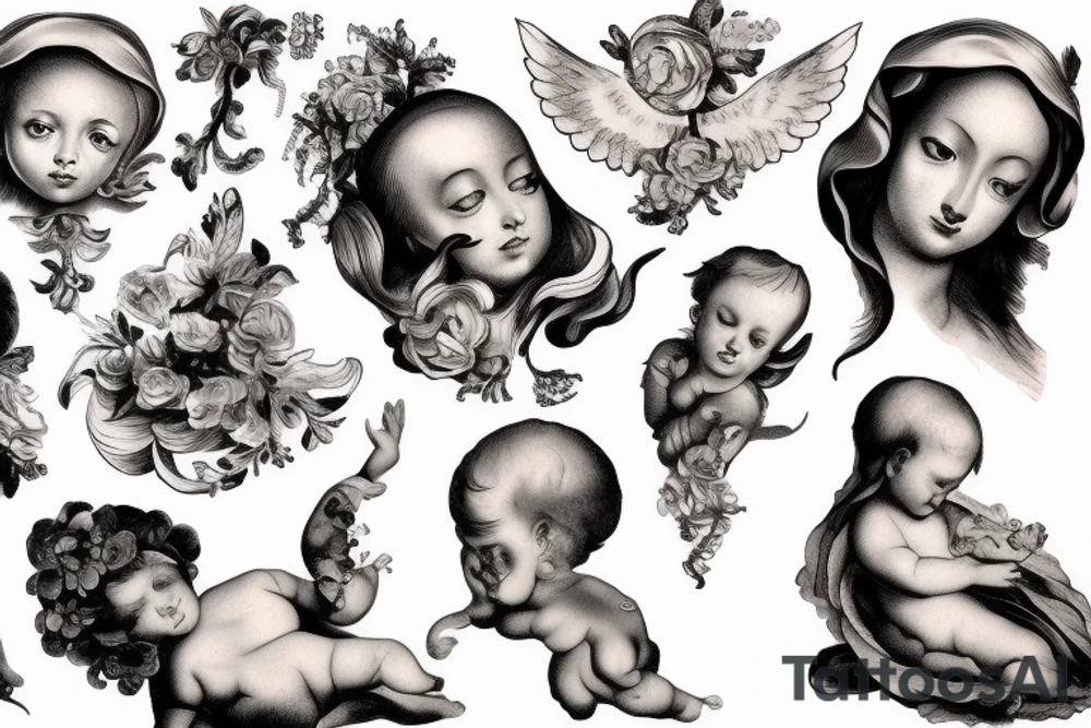 two baroque painting angle babies tattoo idea