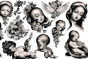 two baroque painting angle babies tattoo idea