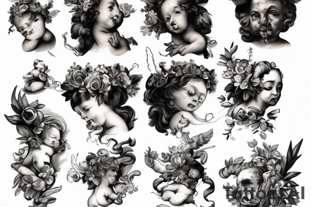 two baroque painting angle babies tattoo idea