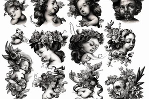 two baroque painting angle babies tattoo idea