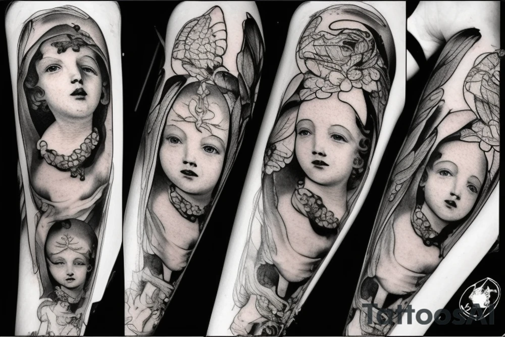 two flying baroque painting angle babies tattoo idea