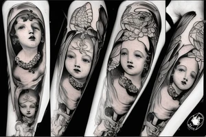 two flying baroque painting angle babies tattoo idea
