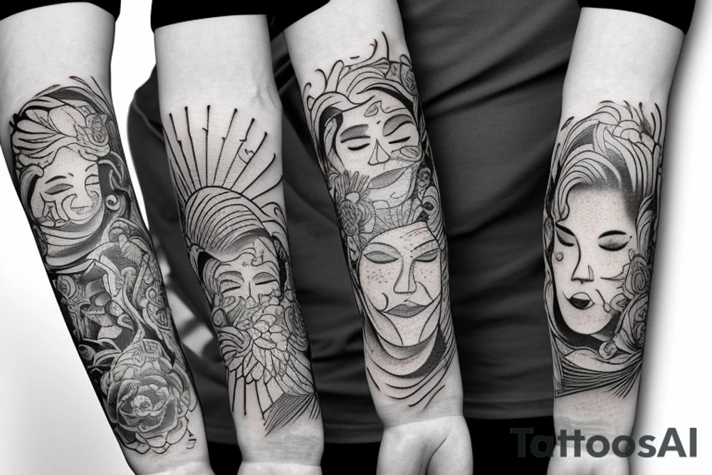 Arm sleeve smile now cry later praying hands serenity prayer 1956 Lincoln Whittier blvd tattoo idea