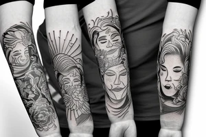 Arm sleeve smile now cry later praying hands serenity prayer 1956 Lincoln Whittier blvd tattoo idea
