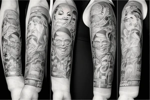 Arm sleeve smile now cry later praying hands serenity prayer 1956 Lincoln Whittier blvd tattoo idea