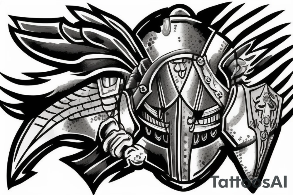 Griffin under a spartan helmet tattoo idea