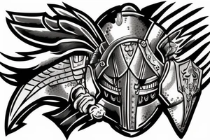 Griffin under a spartan helmet tattoo idea