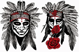 Me as a Native Indian warrior with vendetta mask and red rose tattoo idea