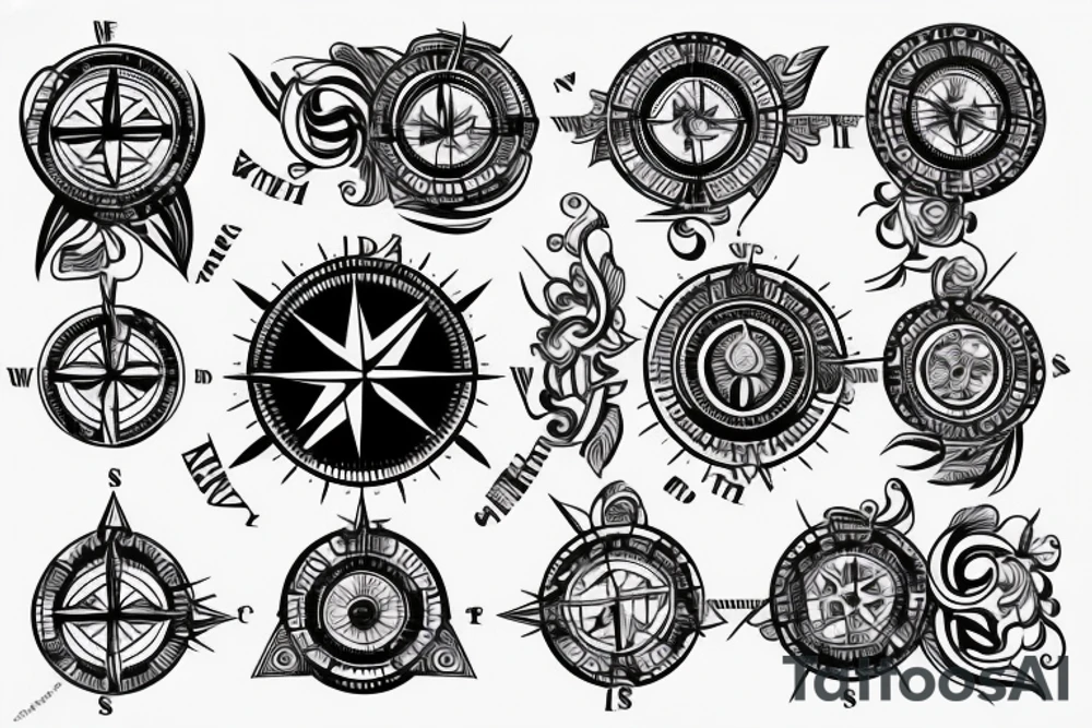 Compass with stairs tattoo idea
