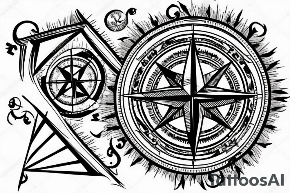 Compass with stairs tattoo idea