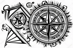 Compass with stairs tattoo idea