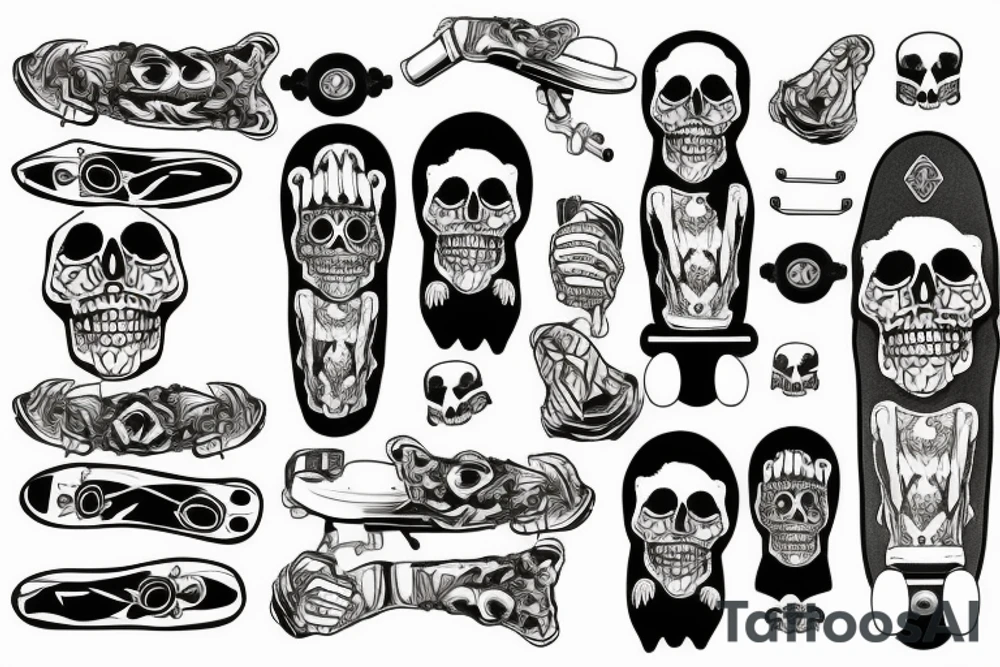 Skeleton on skateboard tattoo idea